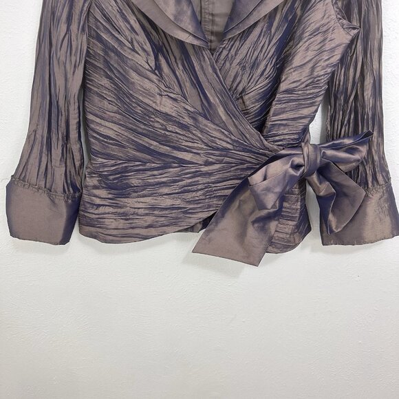 Vintage Y2K Cachet Iridescence Crossover Wrap Top Purple Size 12 Party Holiday - Picture 3 of 11